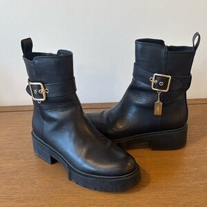 Coach Lacey Black Leather Boots